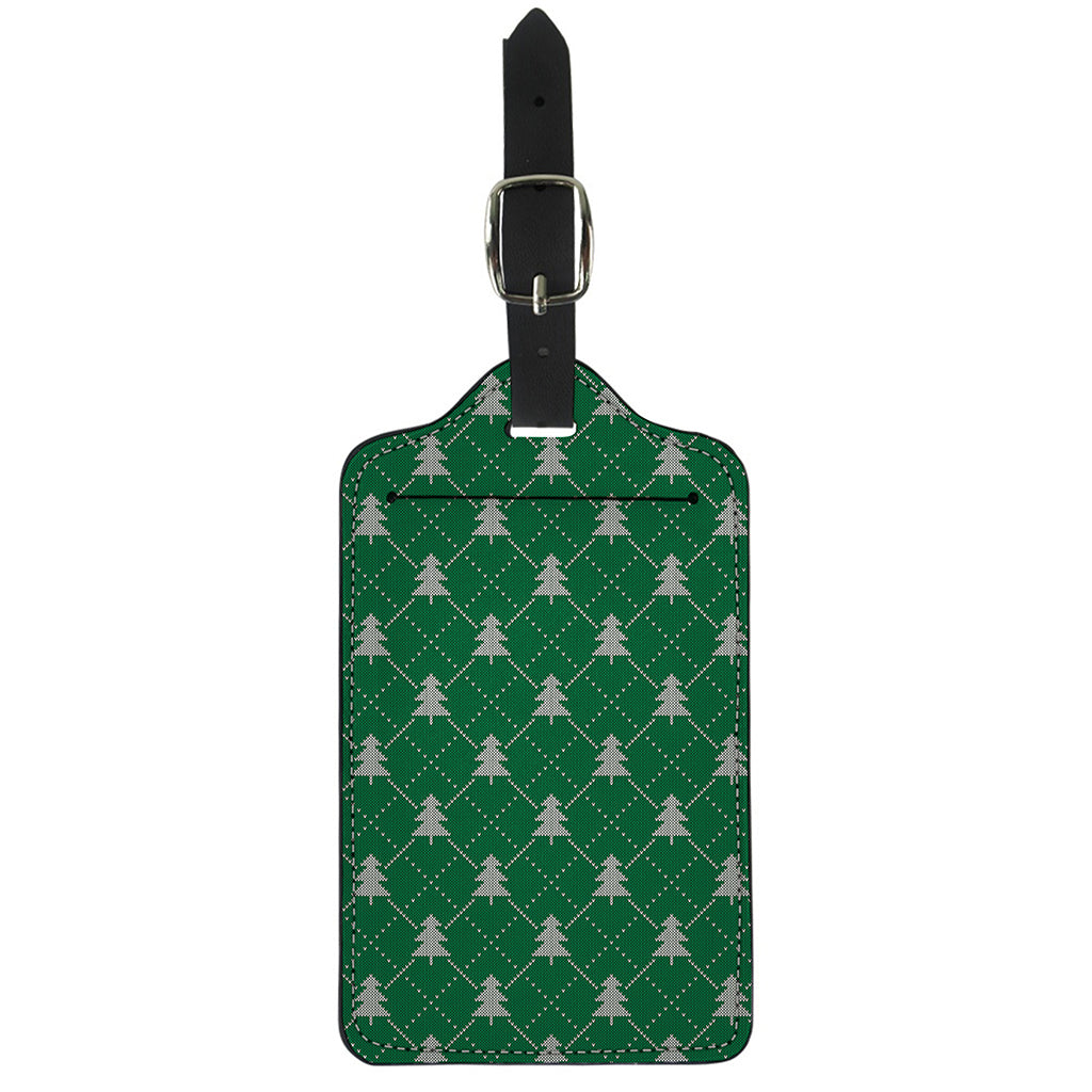 Christmas Tree Knitted Pattern Print Luggage Tag