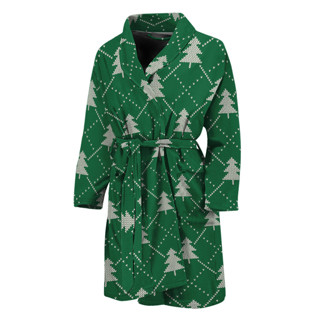 Christmas Tree Knitted Pattern Print Men's Bathrobe