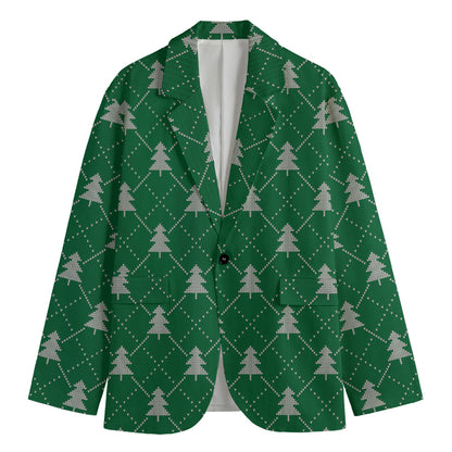 Christmas Tree Knitted Pattern Print Men's Blazer
