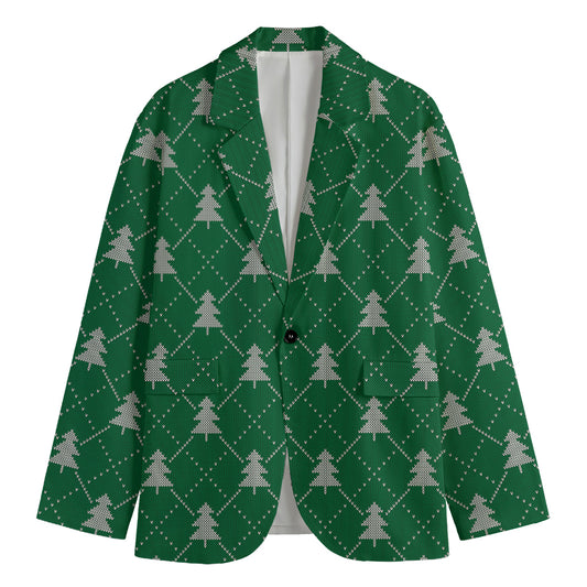 Christmas Tree Knitted Pattern Print Men's Blazer