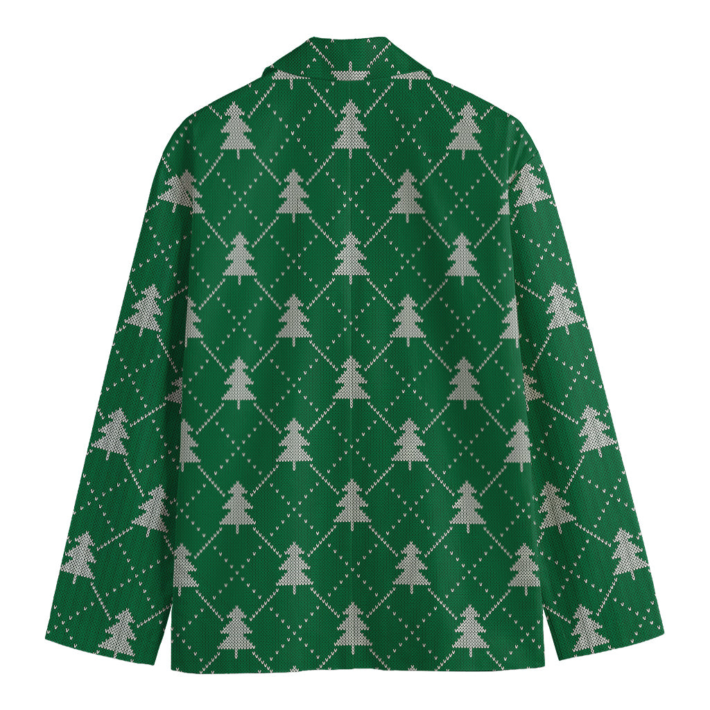 Christmas Tree Knitted Pattern Print Men's Blazer