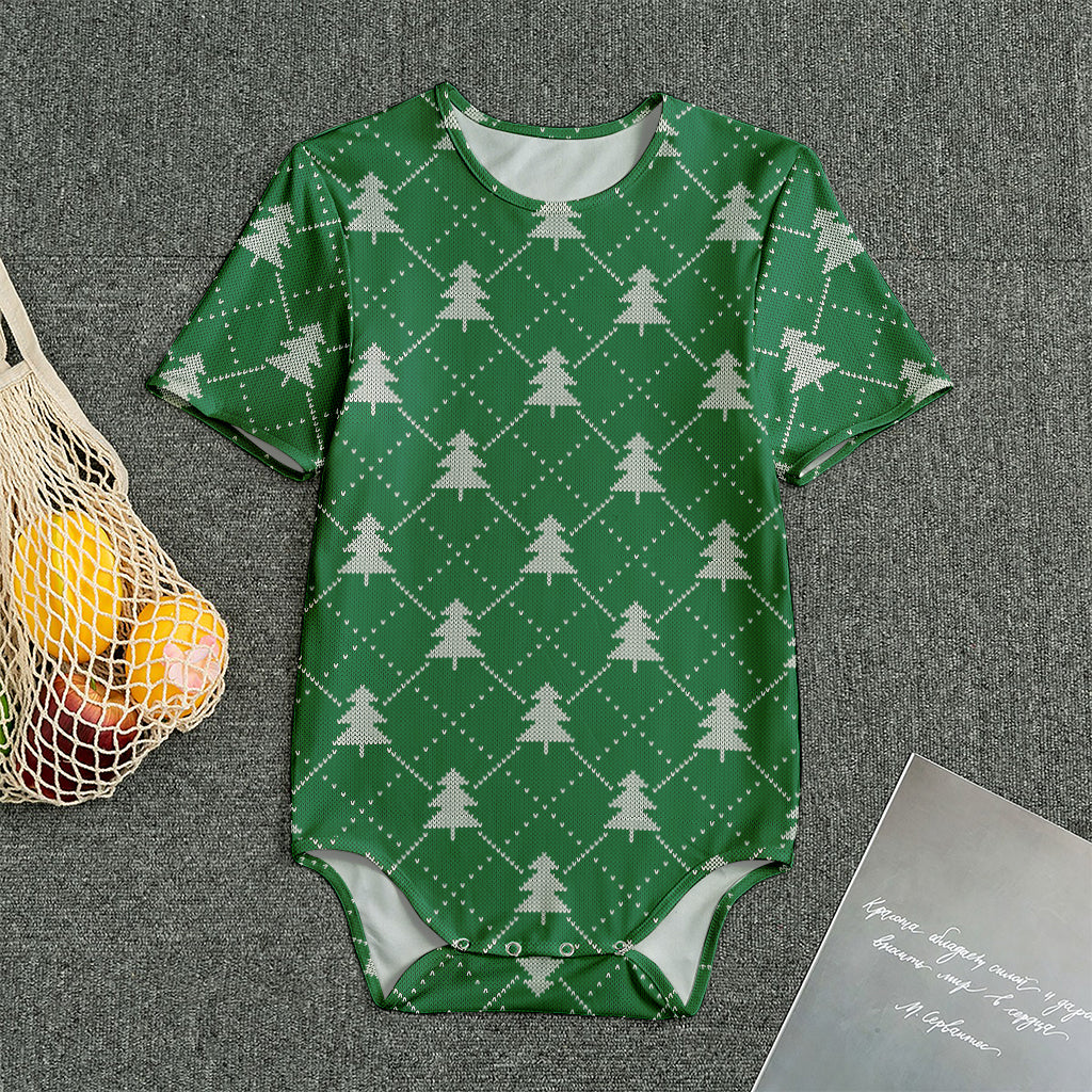 Christmas Tree Knitted Pattern Print Men's Bodysuit