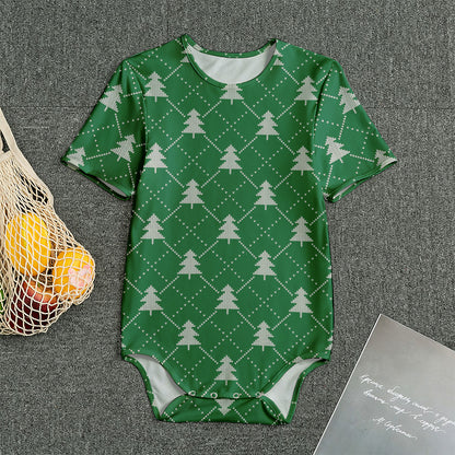 Christmas Tree Knitted Pattern Print Men's Bodysuit
