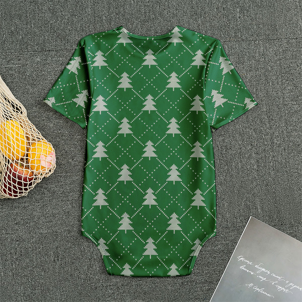 Christmas Tree Knitted Pattern Print Men's Bodysuit
