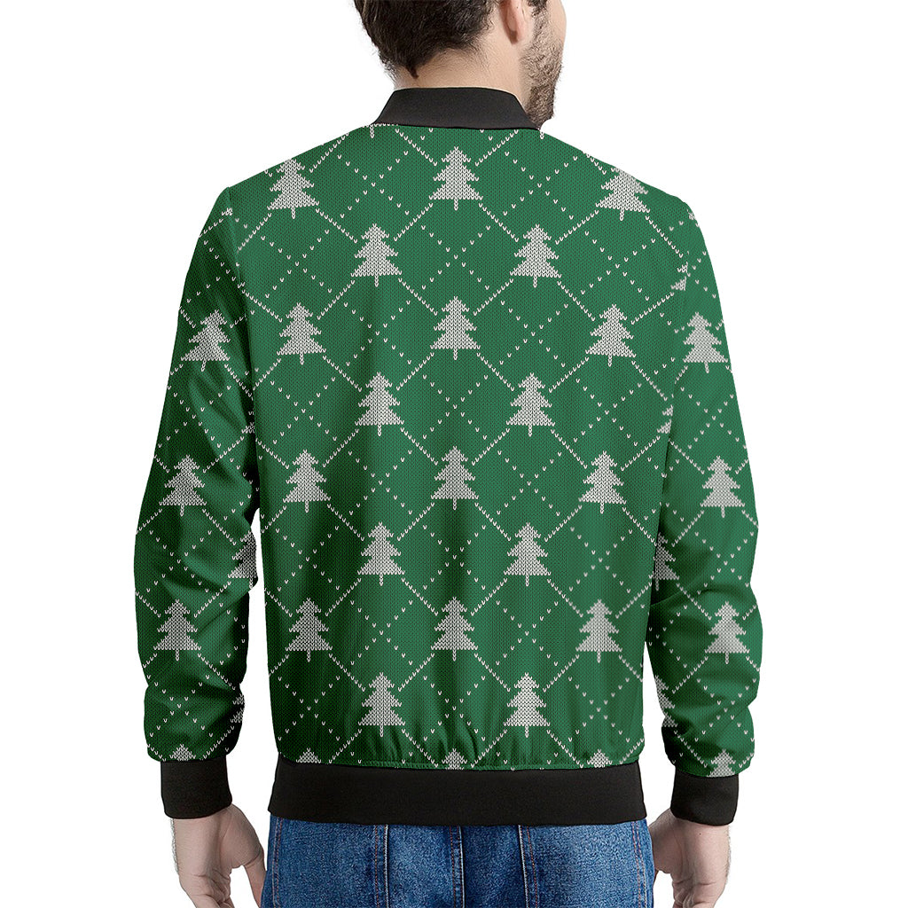 Christmas Tree Knitted Pattern Print Men's Bomber Jacket
