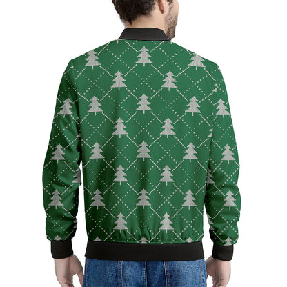 Christmas Tree Knitted Pattern Print Men's Bomber Jacket