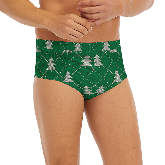 Christmas Tree Knitted Pattern Print Men's Briefs