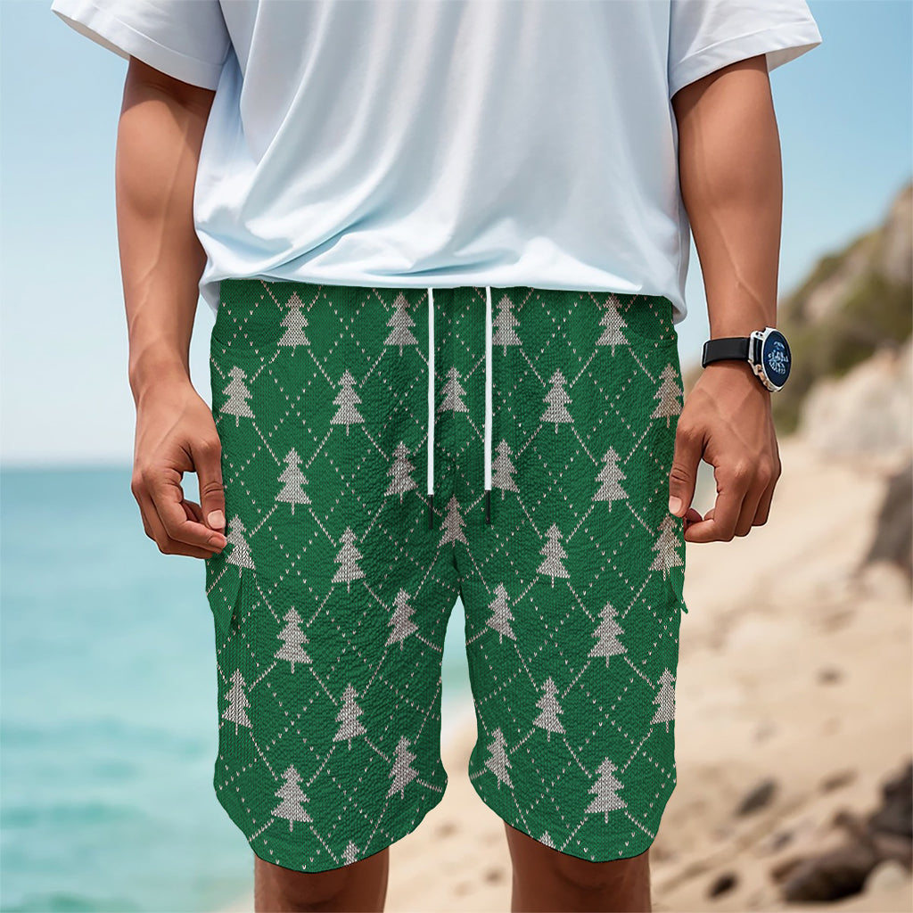 Christmas Tree Knitted Pattern Print Men's Cargo Shorts