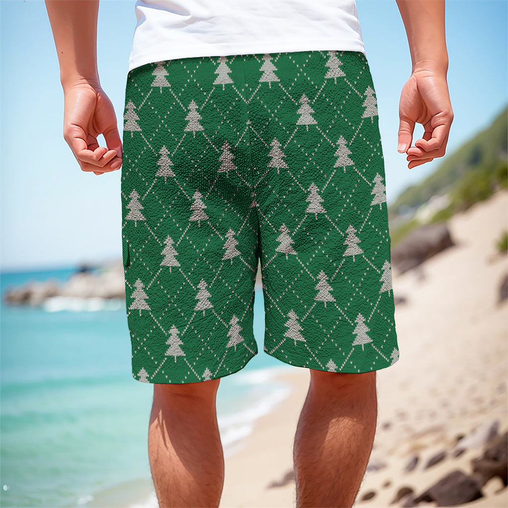 Christmas Tree Knitted Pattern Print Men's Cargo Shorts