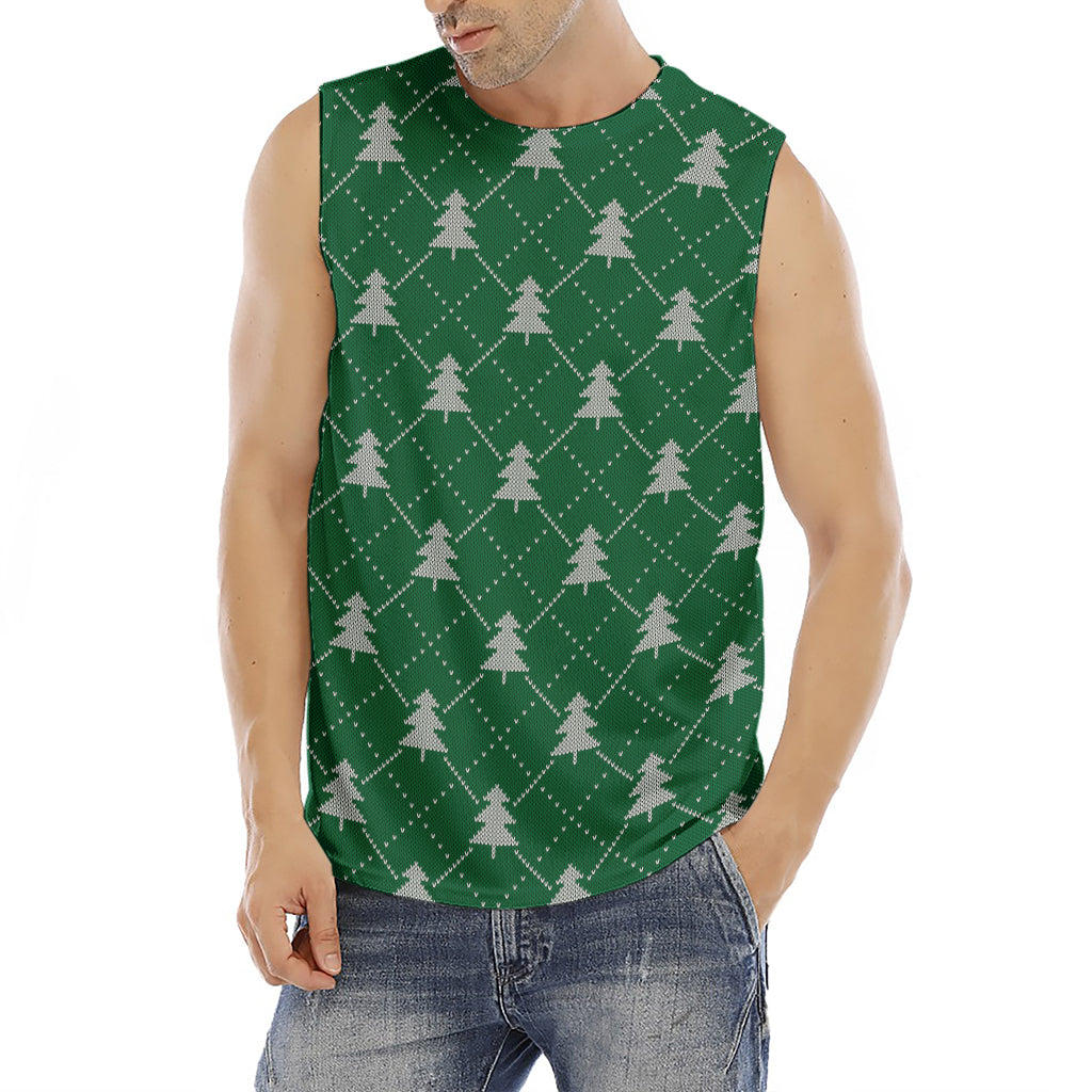 Christmas Tree Knitted Pattern Print Men's Fitness Tank Top