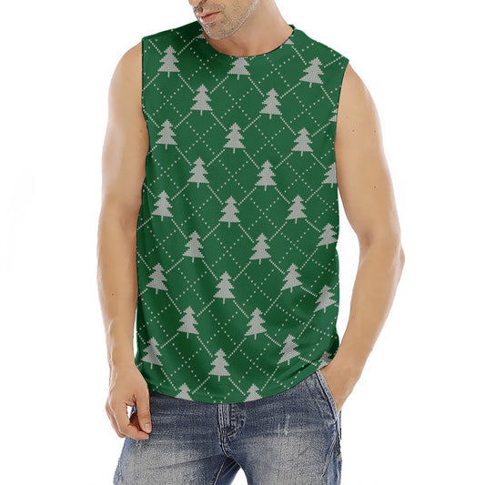 Christmas Tree Knitted Pattern Print Men's Fitness Tank Top