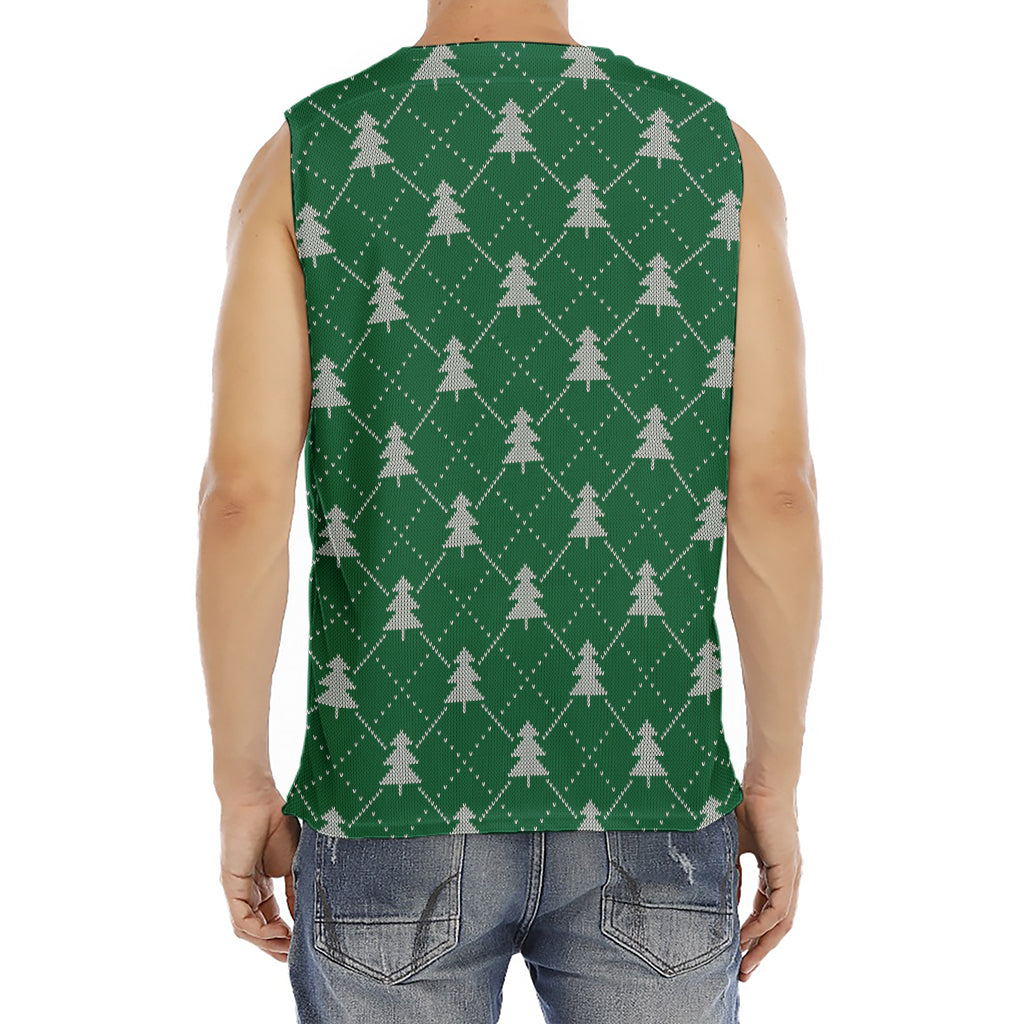 Christmas Tree Knitted Pattern Print Men's Fitness Tank Top
