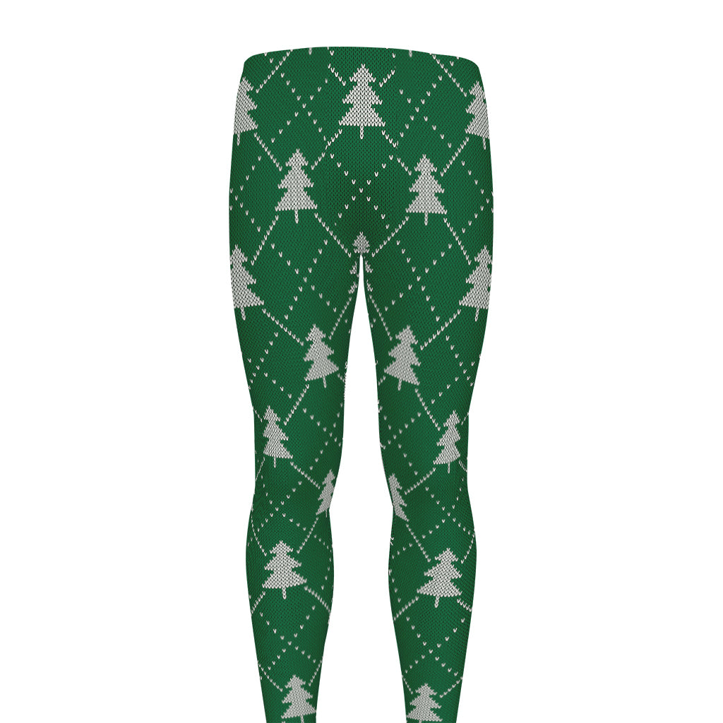 Christmas Tree Knitted Pattern Print Men's leggings