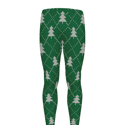 Christmas Tree Knitted Pattern Print Men's leggings
