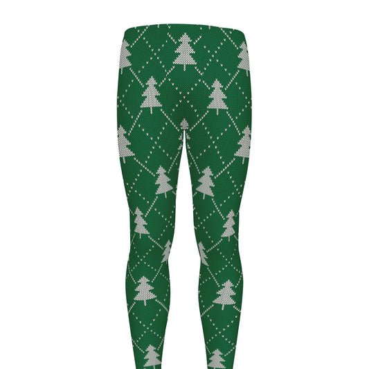 Christmas Tree Knitted Pattern Print Men's leggings