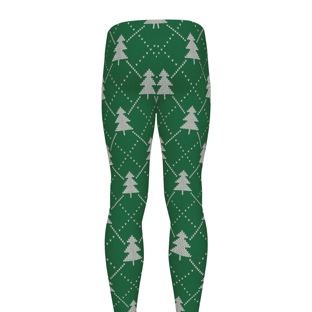 Christmas Tree Knitted Pattern Print Men's leggings