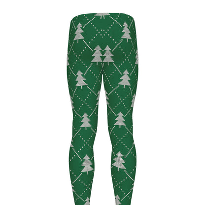 Christmas Tree Knitted Pattern Print Men's leggings