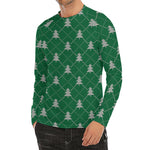 Christmas Tree Knitted Pattern Print Men's Long Sleeve Rash Guard