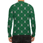 Christmas Tree Knitted Pattern Print Men's Long Sleeve Rash Guard