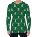 Christmas Tree Knitted Pattern Print Men's Long Sleeve T-Shirt