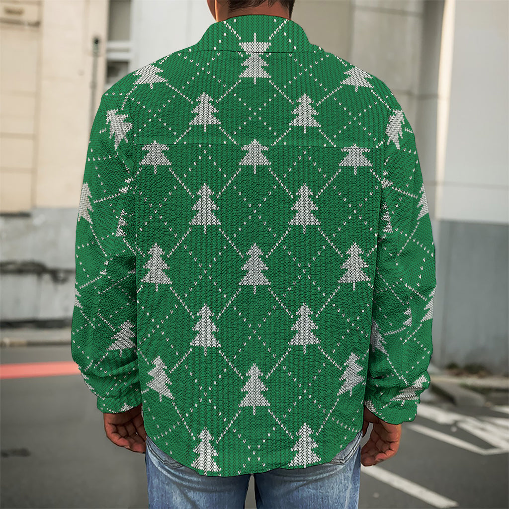 Christmas Tree Knitted Pattern Print Men's Shirt Jacket