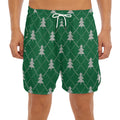 Christmas Tree Knitted Pattern Print Men's Split Running Shorts
