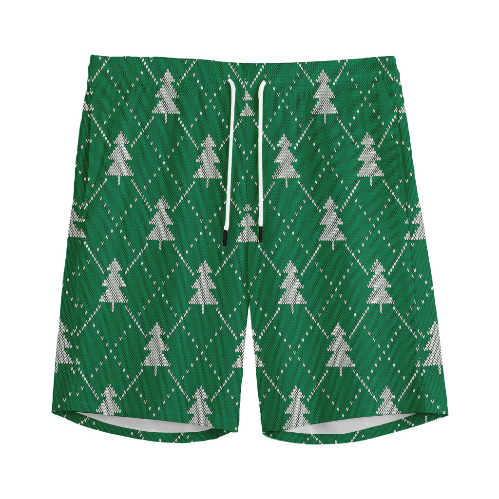 Christmas Tree Knitted Pattern Print Men's Sports Shorts