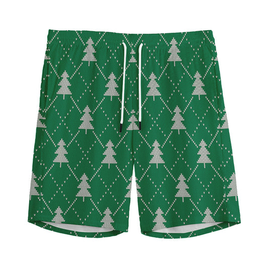 Christmas Tree Knitted Pattern Print Men's Sports Shorts