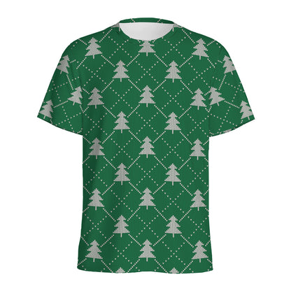 Christmas Tree Knitted Pattern Print Men's Sports T-Shirt