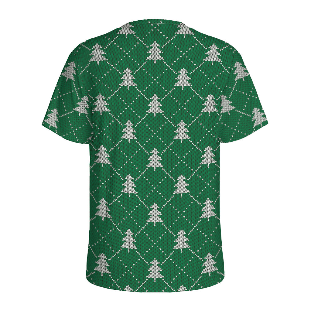Christmas Tree Knitted Pattern Print Men's Sports T-Shirt