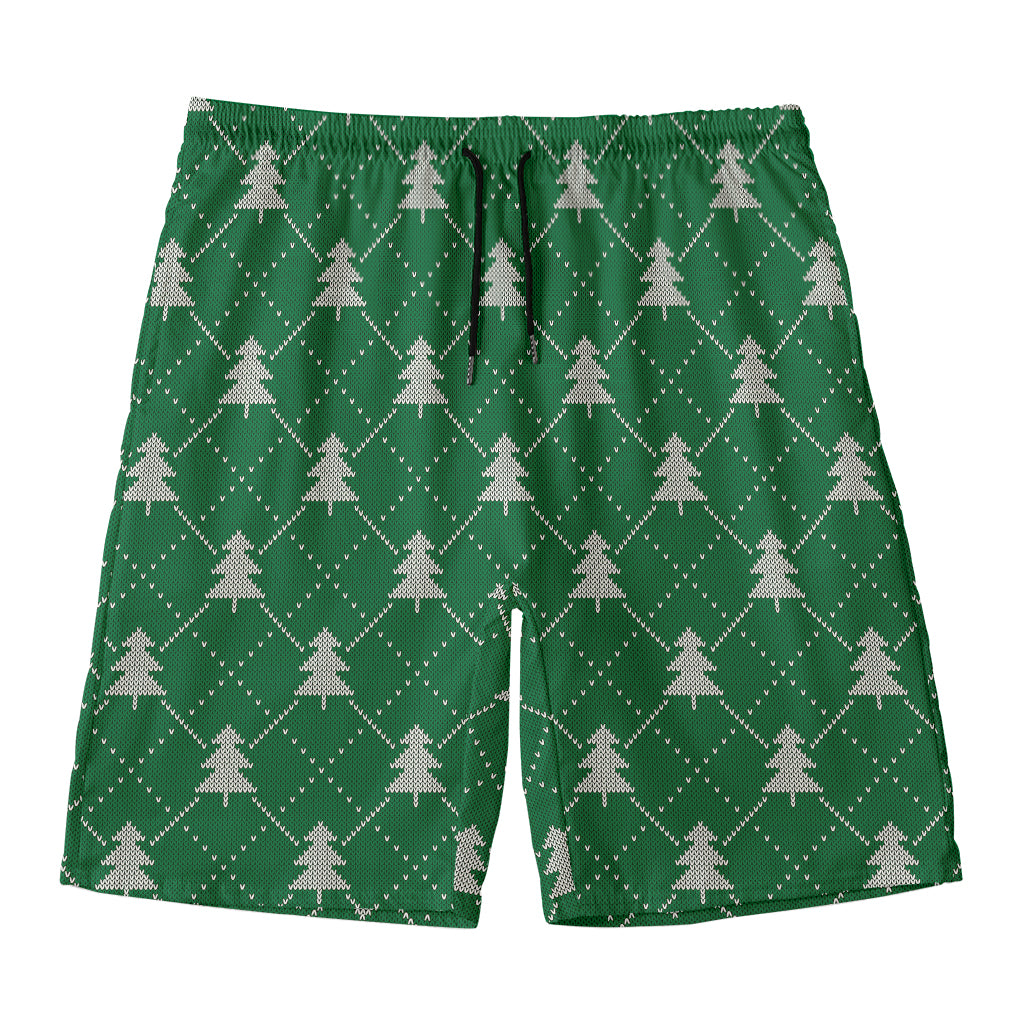 Christmas Tree Knitted Pattern Print Men's Swim Trunks