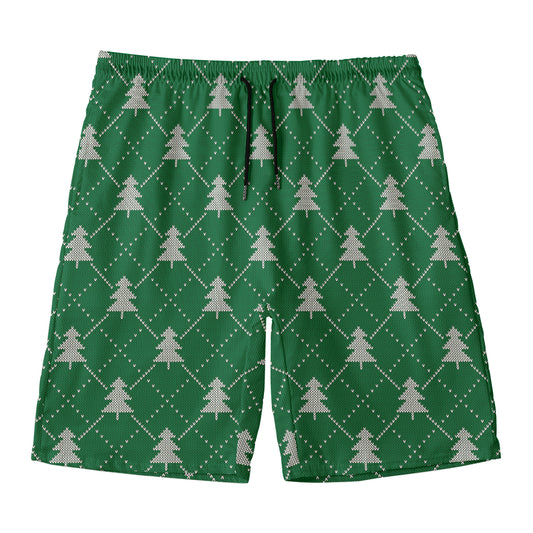 Christmas Tree Knitted Pattern Print Men's Swim Trunks