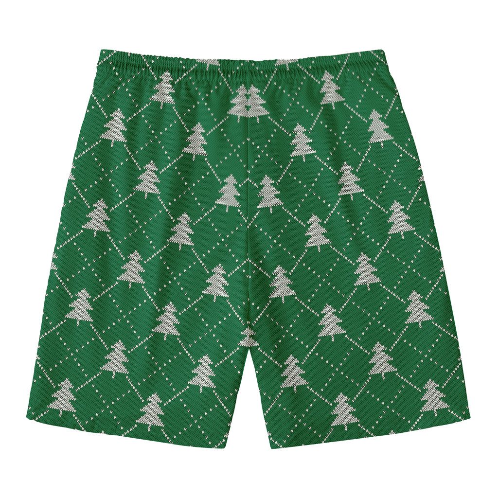 Christmas Tree Knitted Pattern Print Men's Swim Trunks