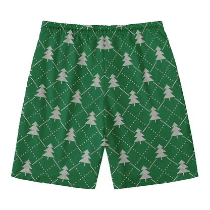 Christmas Tree Knitted Pattern Print Men's Swim Trunks