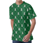 Christmas Tree Knitted Pattern Print Men's Velvet T-Shirt