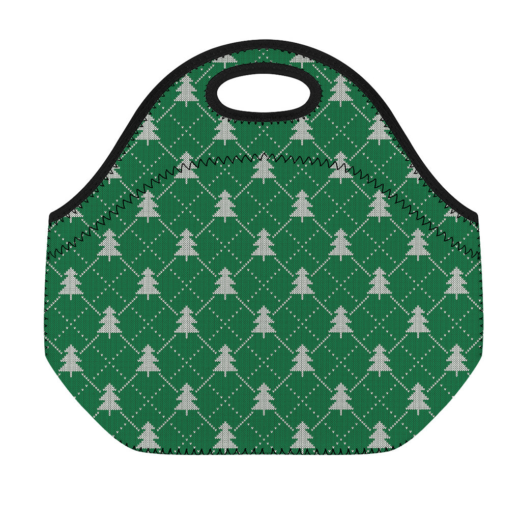 Christmas Tree Knitted Pattern Print Neoprene Lunch Bag