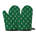 Christmas Tree Knitted Pattern Print Oven Mitts