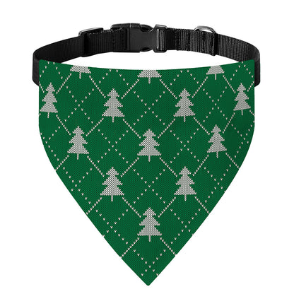Christmas Tree Knitted Pattern Print Over The Collar Dog Bandana