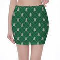 Christmas Tree Knitted Pattern Print Pencil Mini Skirt