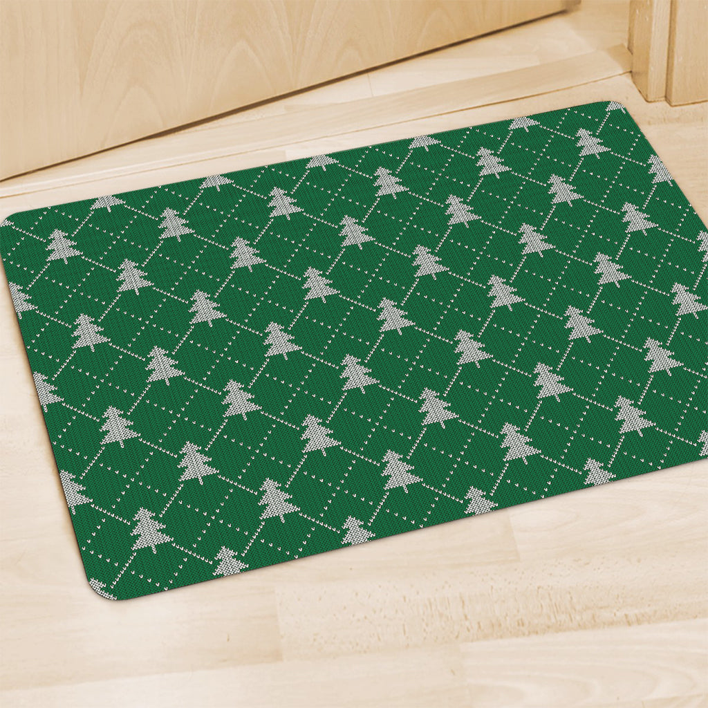 Christmas Tree Knitted Pattern Print Polyester Doormat