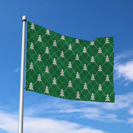 Christmas Tree Knitted Pattern Print Polyester Flag