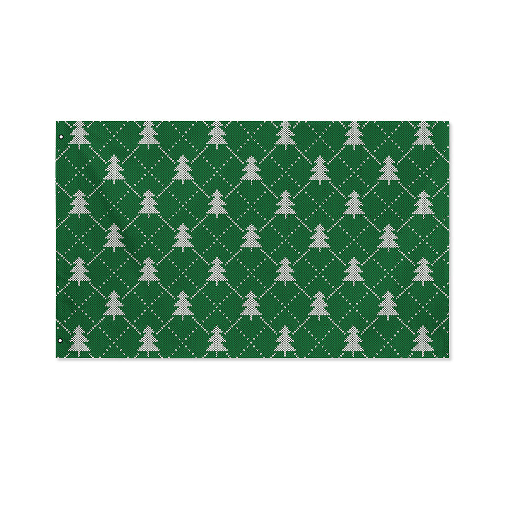 Christmas Tree Knitted Pattern Print Polyester Flag
