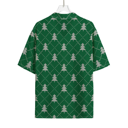 Christmas Tree Knitted Pattern Print Rayon Hawaiian Shirt