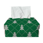 Christmas Tree Knitted Pattern Print Rectangle Tissue Box Cover