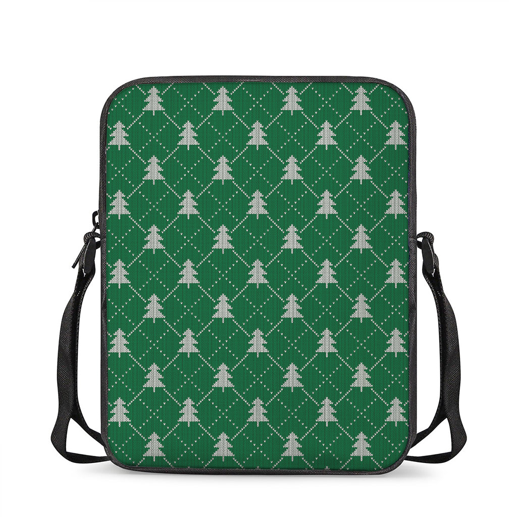 Christmas Tree Knitted Pattern Print Rectangular Crossbody Bag