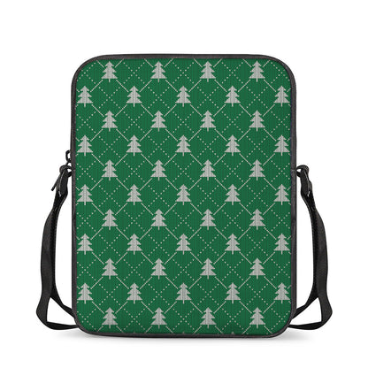 Christmas Tree Knitted Pattern Print Rectangular Crossbody Bag