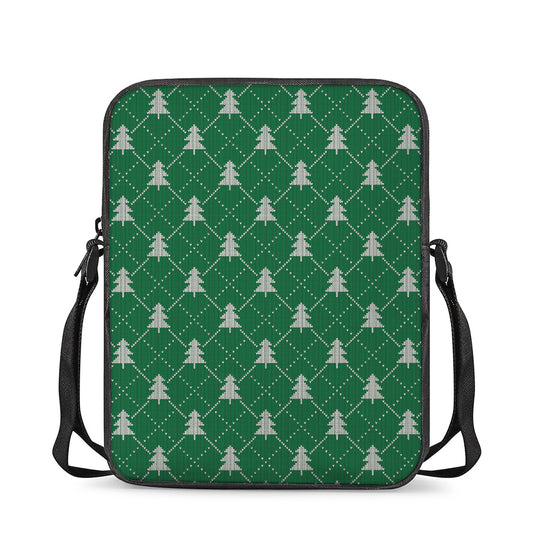 Christmas Tree Knitted Pattern Print Rectangular Crossbody Bag