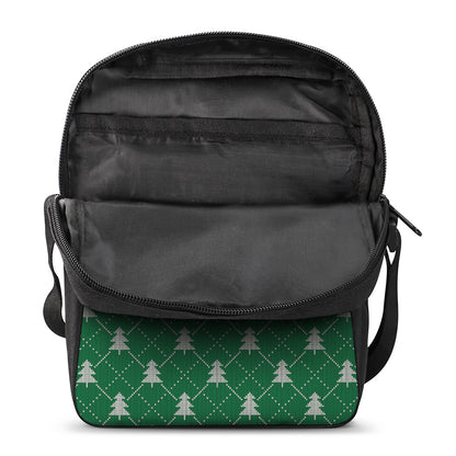 Christmas Tree Knitted Pattern Print Rectangular Crossbody Bag