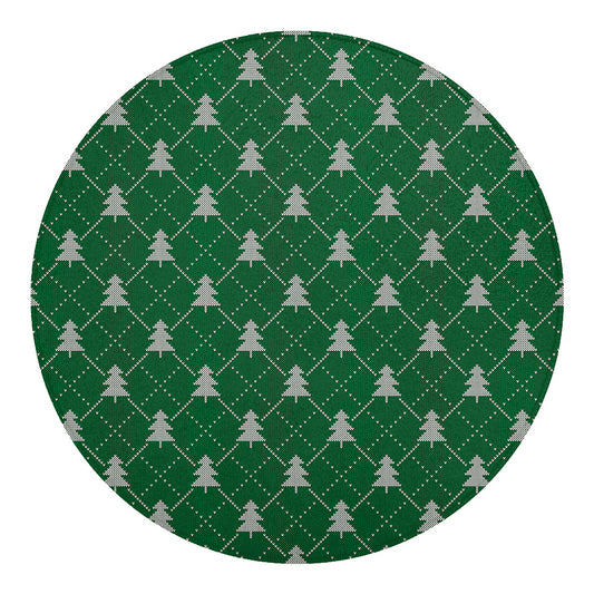Christmas Tree Knitted Pattern Print Round Blanket
