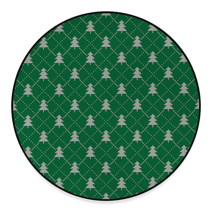 Christmas Tree Knitted Pattern Print Round Floor Mat
